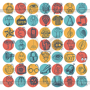 49 hand drawing doodle icon set - vector image