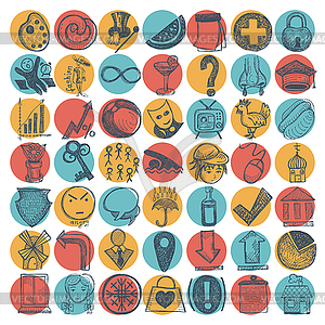 49 hand drawing doodle icon set - vector clipart / vector image