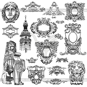 Sketch calligraphic drawing of heraldic design - vector image