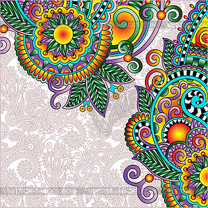 Floral vintage frame, ukrainian ethnic style - vector clip art