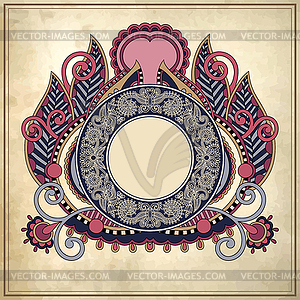 Floral circle frame on grunge paper background, pag - royalty-free vector image