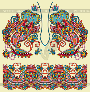 Шея декоративных цветочных Пейсли моды вышивка - векторное графическое изображение