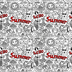 Seamless pattern with sketch drawing summer vacatio - vector image