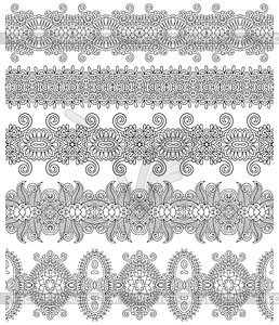 Collection of seamless ornamental floral stripes, - vector clip art