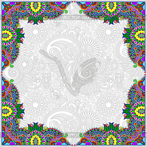 Floral vintage frame, ukrainian ethnic style - vector image