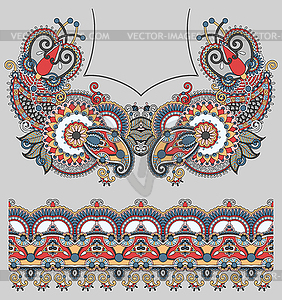 Neckline ornate floral paisley embroidery fashion - vector image