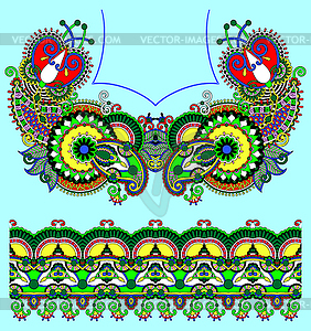 Neckline ornate floral paisley embroidery fashion - vector image