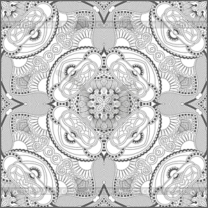 Unique coloring book square page for adults - flora - vector clip art