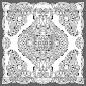 Unique coloring book square page for adults - flora - vector image