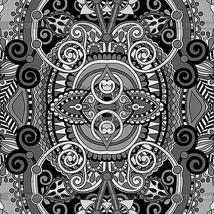 Grey authentic seamless floral geometric pattern - vector clipart