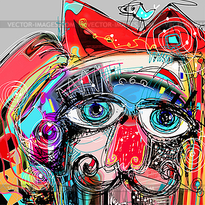 Abstract digital artwork painting portrait of cat - vector image