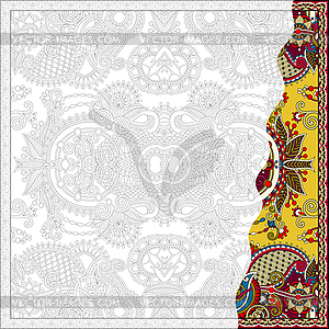 Unique coloring book square page for adults - vector image