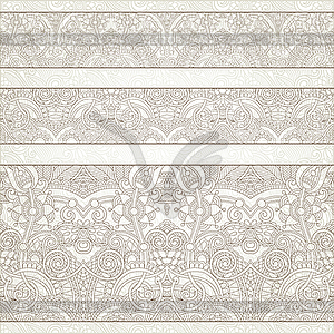 Seamless ethnic floral paisley stripe pattern, - vector clip art