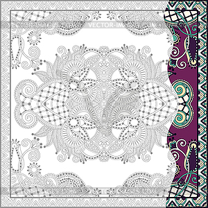 Unique coloring book square page for adults - flora - vector image