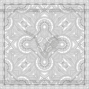 Unique coloring book square page for adults - flora - vector clip art