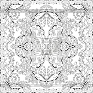 Unique coloring book square page for adults - flora - vector image