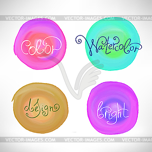 Circles abstract watercolor splash design elements - vector image