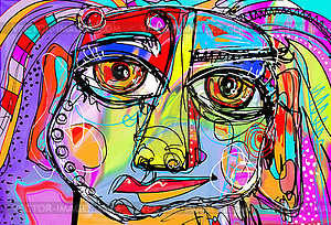 Original abstract digital painting of human face - vector clipart