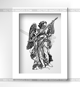 Sketch digital drawing of marble statue of angels - vector image