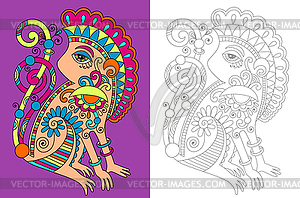 Coloring book page for adults with unusual fantasti - vector clip art