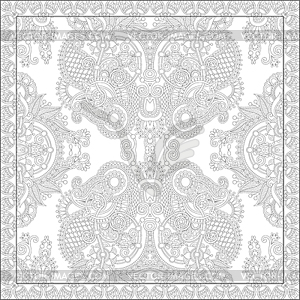 Unique coloring book square page for adults - flora - vector clipart / vector image