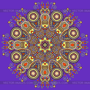 Mandala, circle decorative spiritual indian symbol - color vector clipart