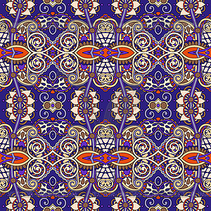 Geometry vintage floral seamless pattern, ethnic - vector image