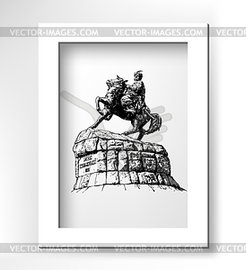Monument of famous Ukrainian hetman Bogdan - vector clipart