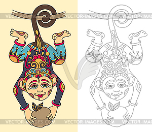 Coloring book page for adults with unusual fantasti - vector clipart