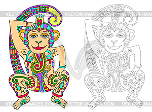 Coloring book page for adults with unusual fantasti - vector clip art