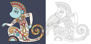 Coloring book page for adults with unusual fantasti - vector image