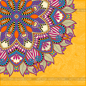 Floral yellow pattern in ukrainian oriental ethnic - vector clipart