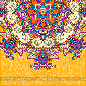 Floral yellow pattern in ukrainian oriental ethnic - vector clip art