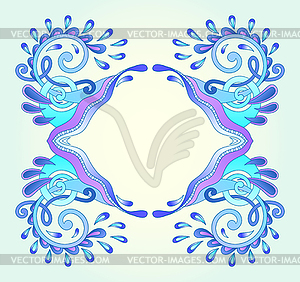 Decorative aquatic blue frame with wave - vector clip art
