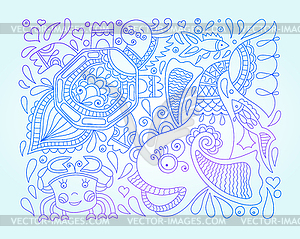 Decorative sea animals - vector clipart