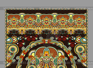 Elaborate original floral large area carpet design - vector image