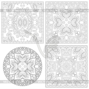 Unique coloring book square page set for adults - vector clipart