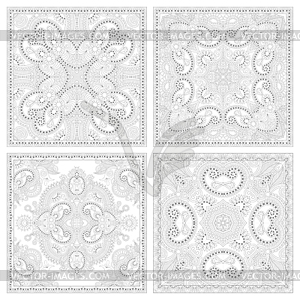 Unique coloring book square page set for adults - vector image