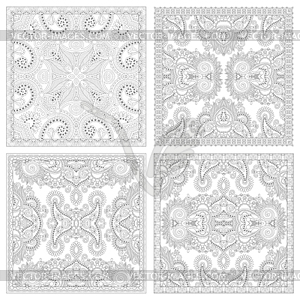 Unique coloring book square page set for adults - vector image