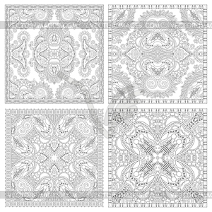 Unique coloring book square page set for adults - vector clipart