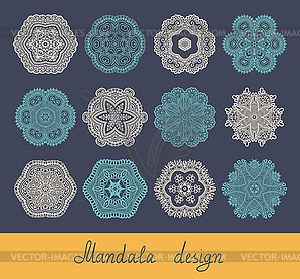 Set of 12 mandala design, circle ornament collectio - vector clip art