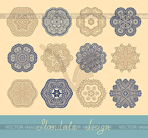 Set of 12 mandala design, circle ornament collectio - royalty-free vector clipart