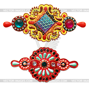 Handmade ornamental ethnic design element with jewe - vector clipart