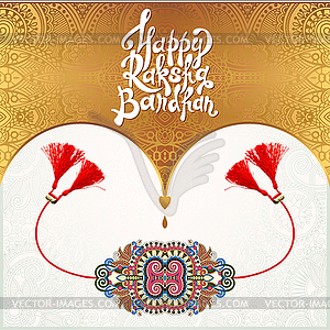 Original handmade rakhi on floral background - vector clipart