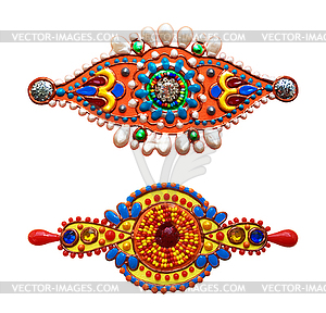 Handmade ornamental ethnic design element with jewe - vector image