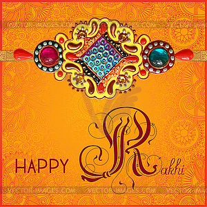 Happy Rakhi greeting card for indian holiday - vector image