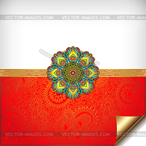 Gold and red Happy Rakhi greeting card - vector EPS clipart