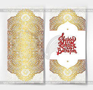 Gold and red Happy Rakhi greeting card - vector clip art