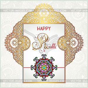 Happy Rakhi greeting card for indian holiday - vector clipart