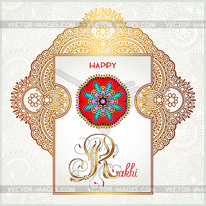 Happy Rakhi greeting card for indian holiday - vector image